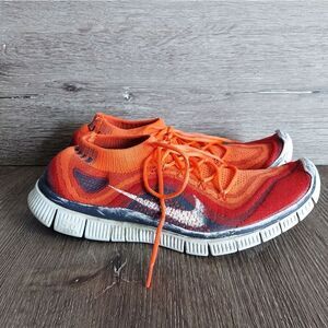 Nike Free Flyknit Bright Crimson Sz 11 Men's Running Shoes 615805-616 Red White